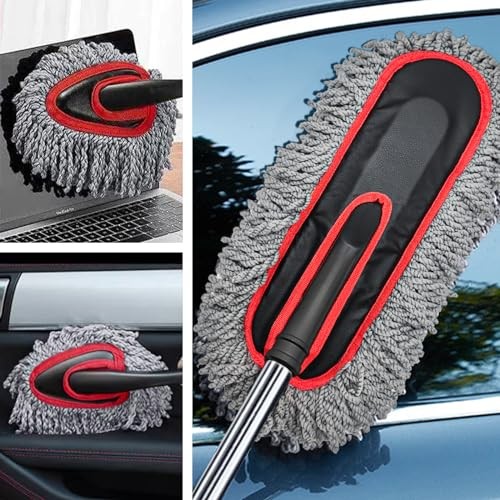 Car Duster Kit, 2PCS Microfiber Exterior and Interior 2 Pack Gray / Red
