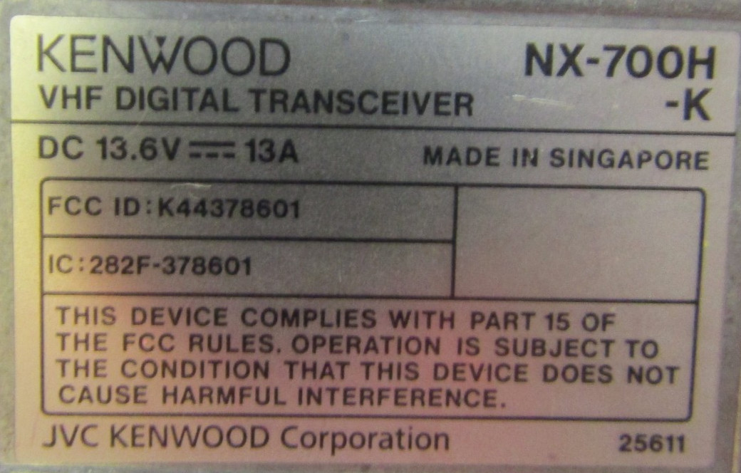 Kenwood NEXEDGE NX-700H-K 136-174 MHz VHF 50 Watt Two Way Radio w Mic NX-700 H K