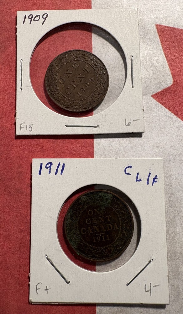 Canada Large Cent Group BETTER CONDITION 1906-1920, 9 Coins, Partial Set, Circ.