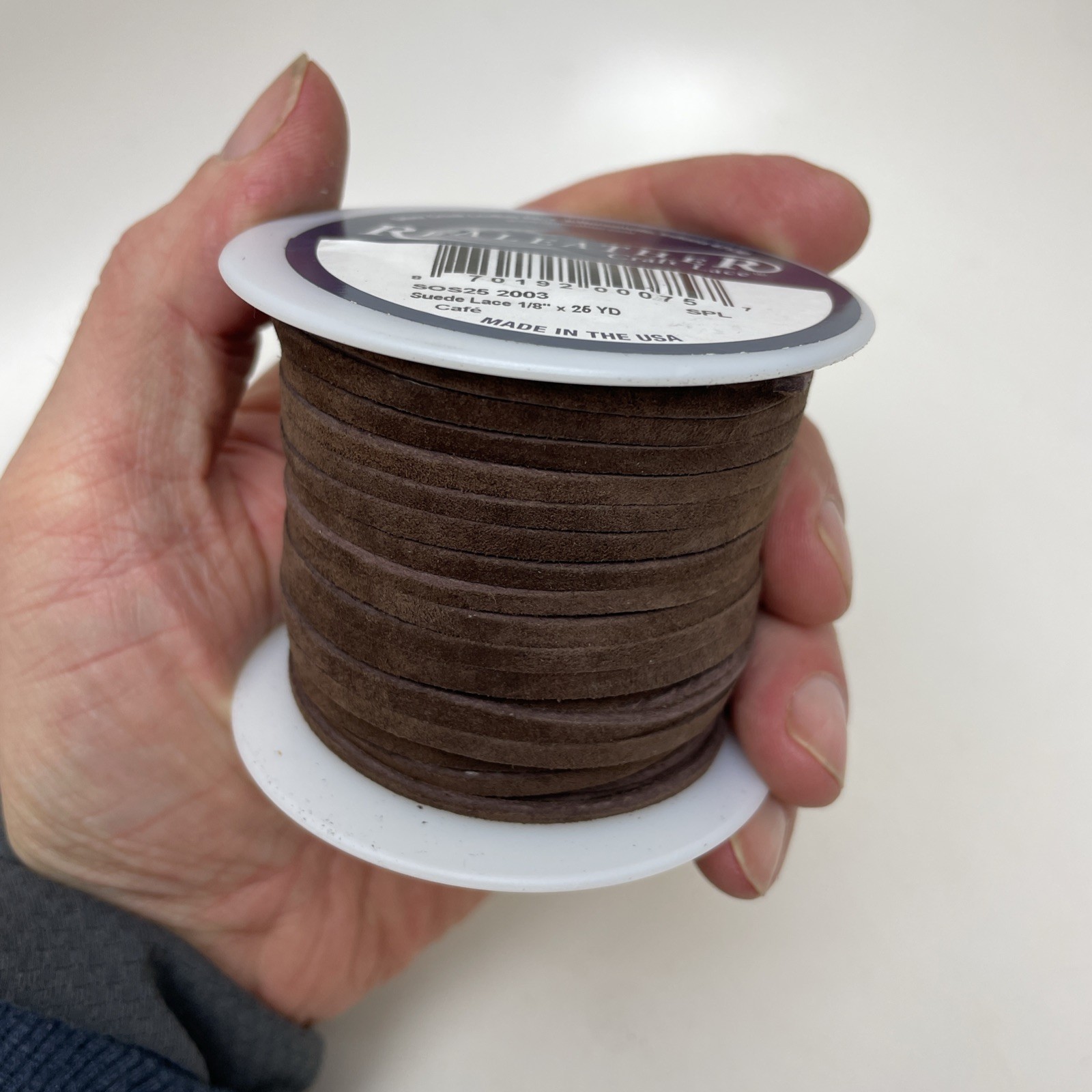 Suede Craft Lace Chocolate 1/8" x 25 yds. by Silver Creek Realeather