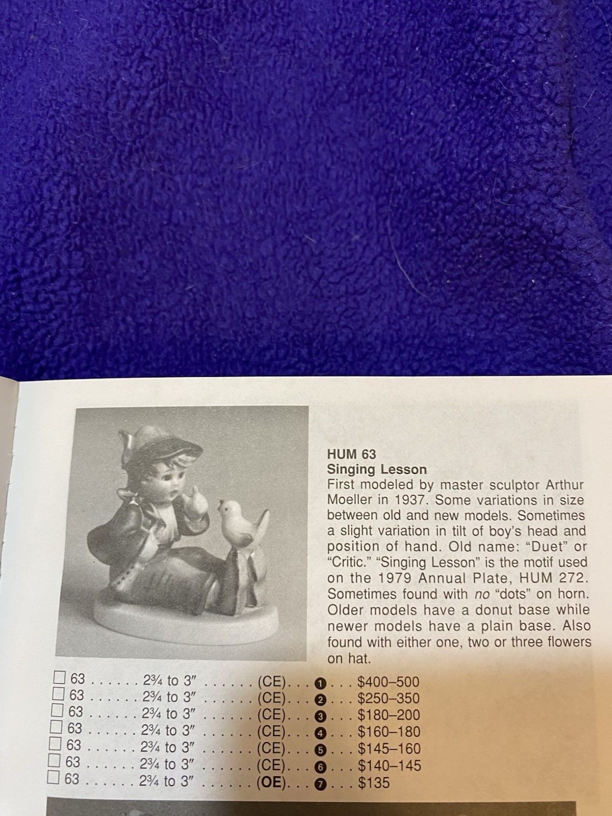 Hummel figurine Singing Lesson #63 - Read See Pictures Crown Mark TMK1