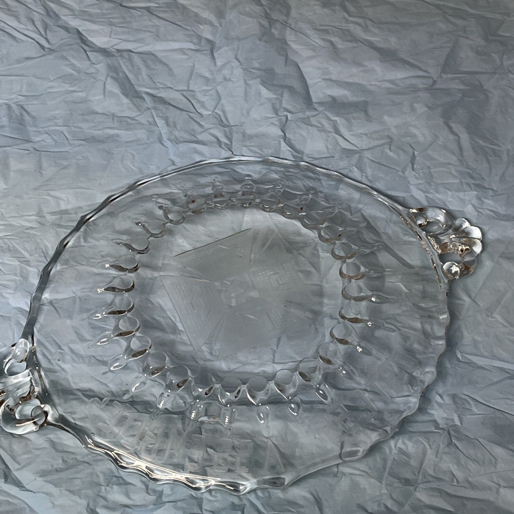 1950 Hostess Assemblies Serving Dish Clear Glass Handle Plate