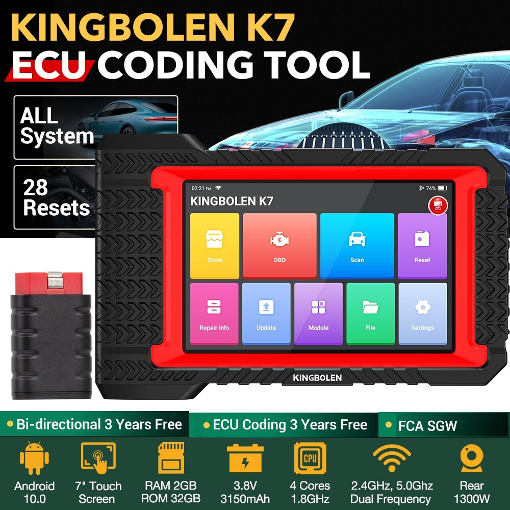 KINGBOLEN K7 OBD2 Bidirectional Scanner Diagnostic Tool Key Coding Full System