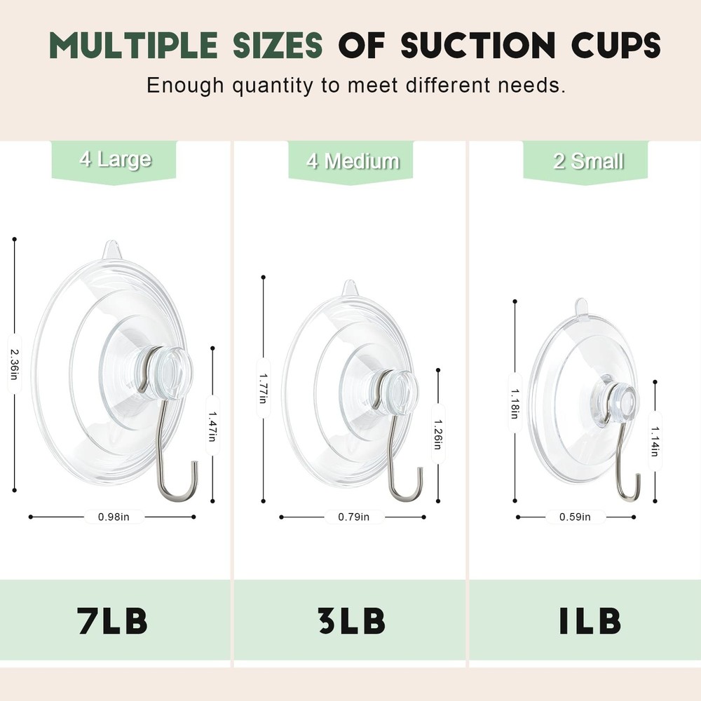RELBRO Suction Cup Hooks, Multi Size Suction Cups with Metal Hooks, Removable...
