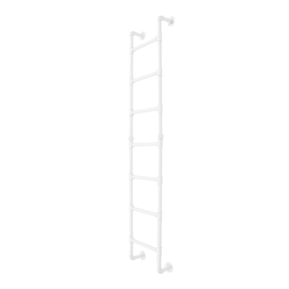 White Wall-Mounted Ladder for Attic Bunk Bed Multi-Functional 7-Step Ladder