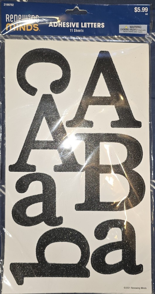Adhesive Letters by Renewing Minds, 11 Sheets, New
