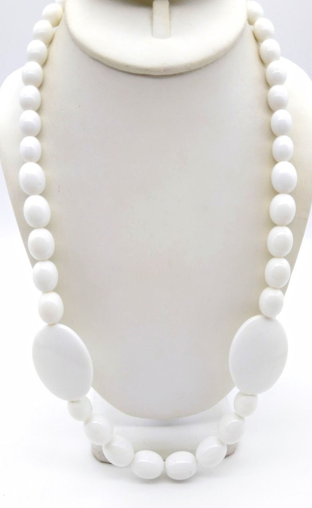Vintage White Lucite Beaded Necklace