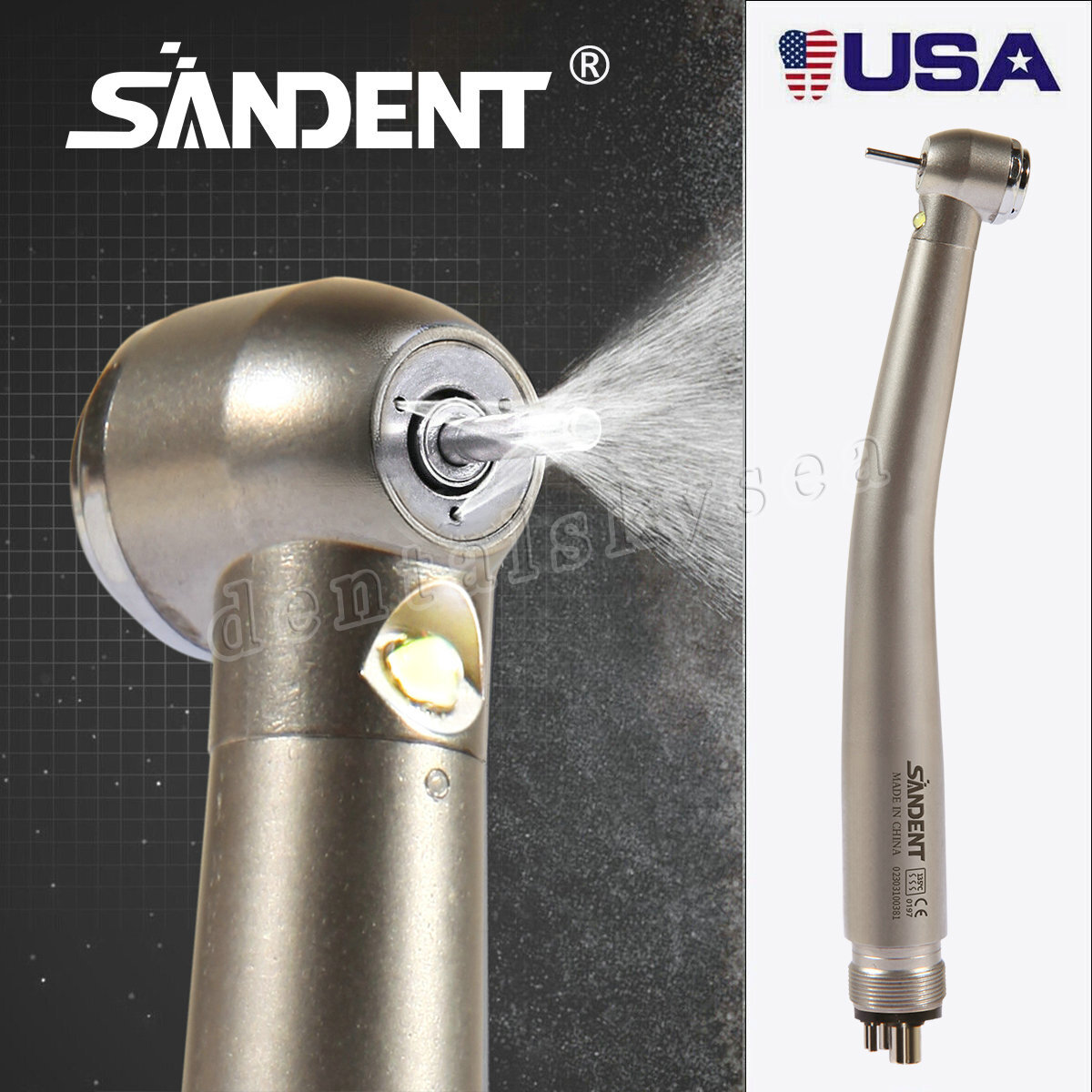 NSK Style Dental Fiber Optic LED E-generator High Speed Handpiece Turbine 4 HOLE