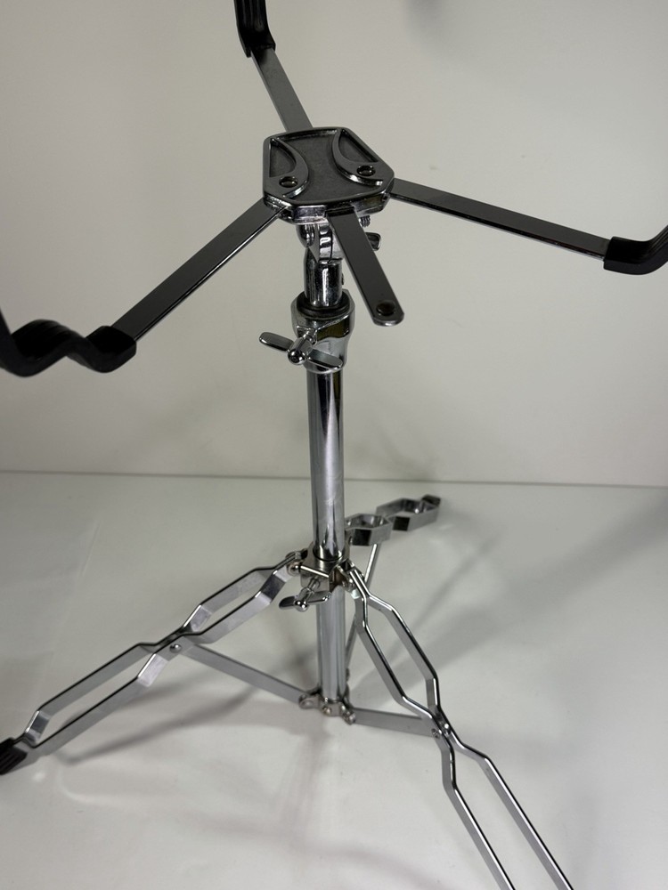 Snare Drum Stand Silver Black Adjustable Foldable Double Braced Percussion Hold…