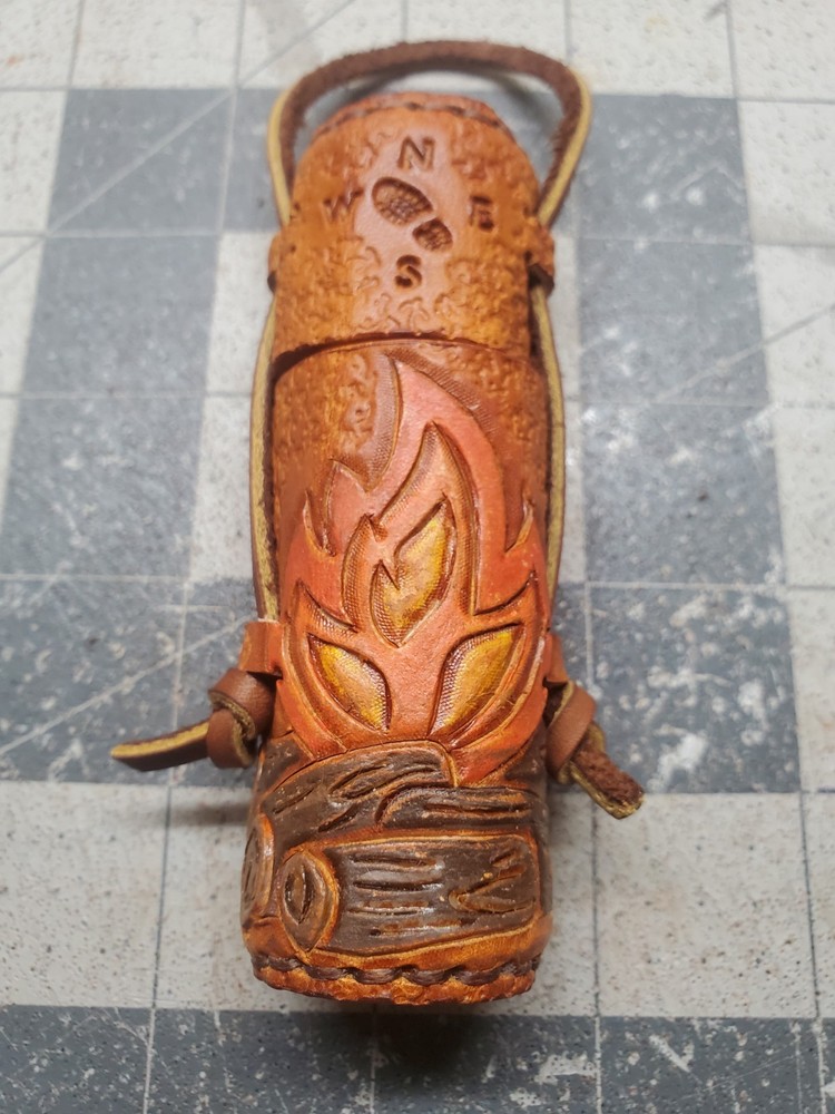 Bushcraft Pocket Fire Kit, Tooled Leather