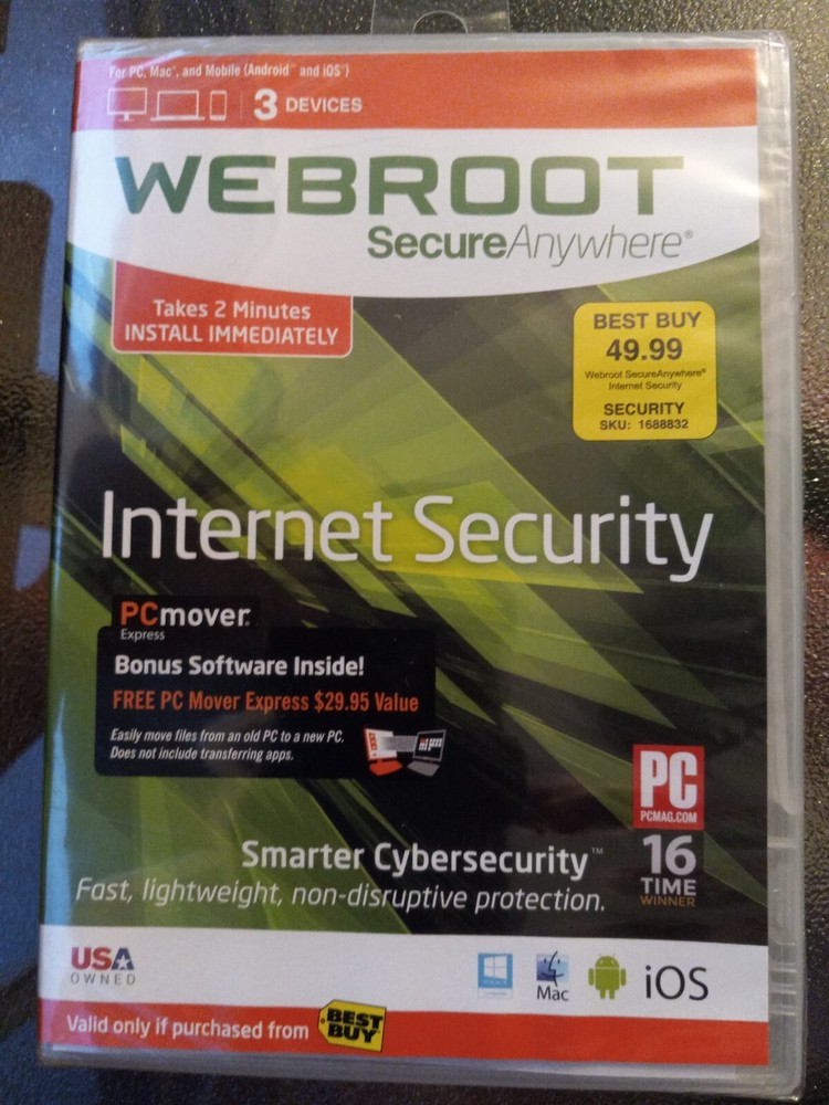 Webroot SecureAnywhere Internet Security New Sealed B501