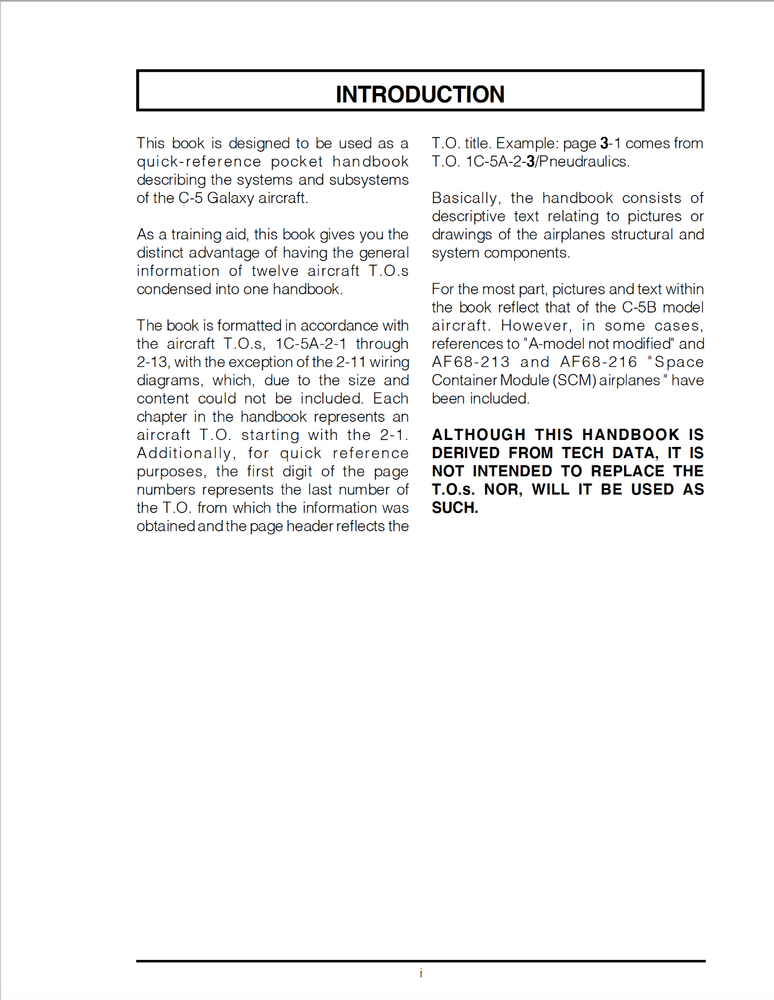 585 Page 1995 U.S. C-5 Galaxy Quick Reference Aid Handbook on CD