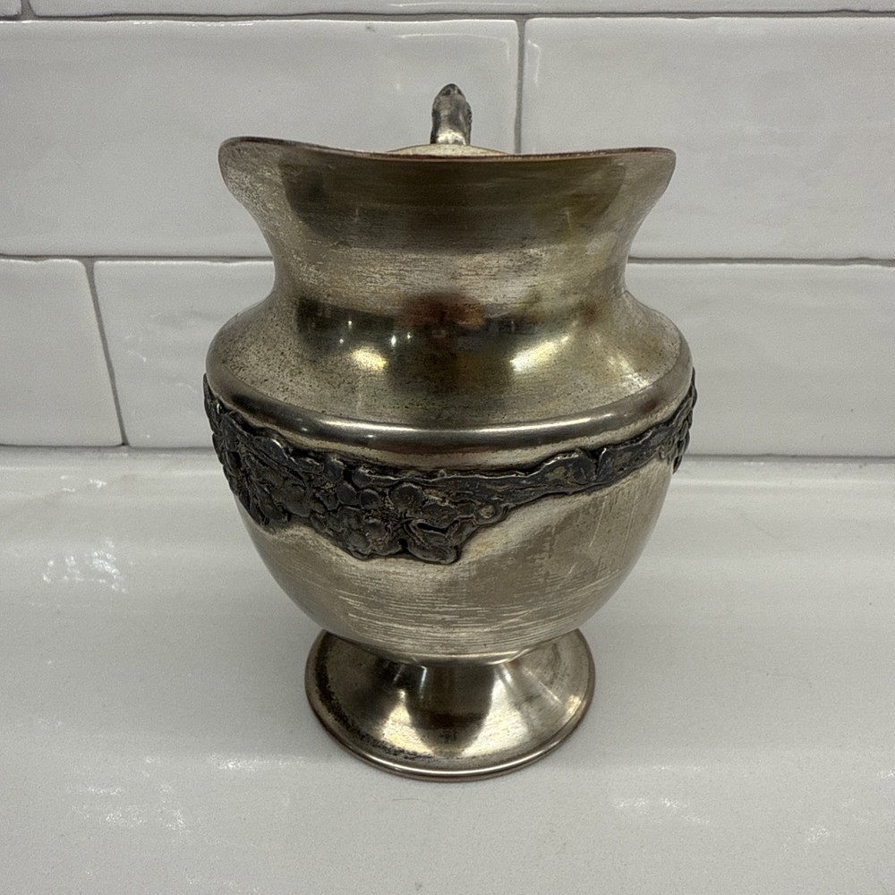 Vintage Silver On Copper Creamer Pitcher 4.5”