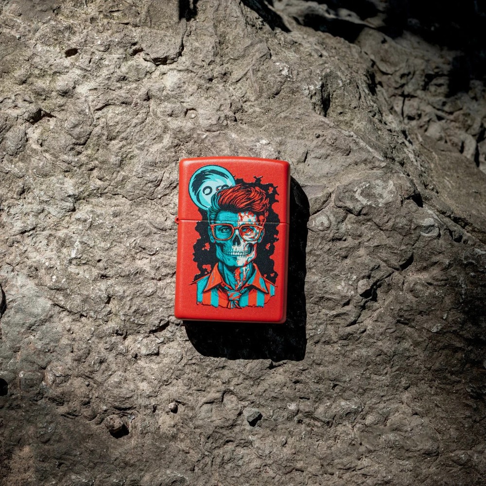 Zippo Dapper Skeleton Design Red Matte Color Image 46242
