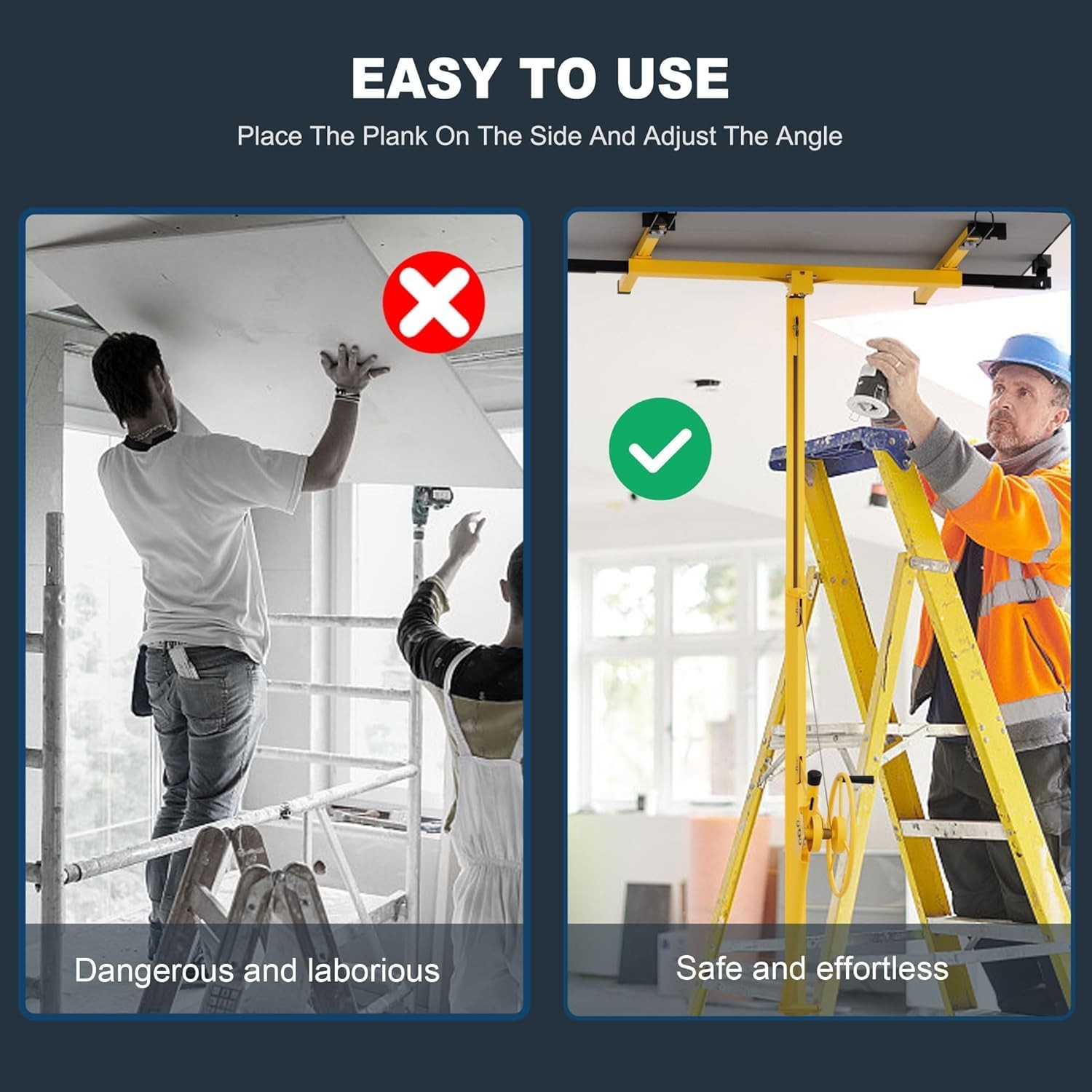 11FT Drywall Lift Panel Hoist Sheetrock Plasterboard Jack Lifter 150LBS W/ Wheel