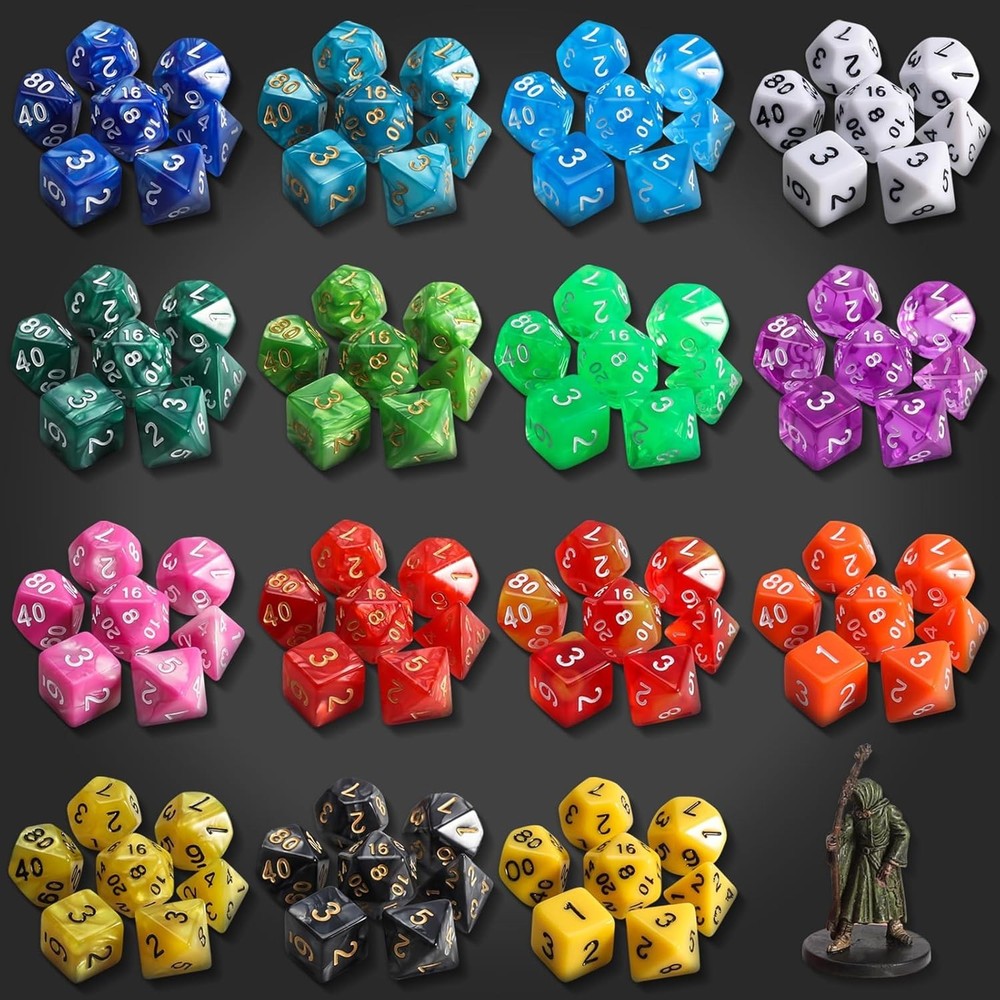 Colorful Polyhedral Dice Set for D&D RPG Games