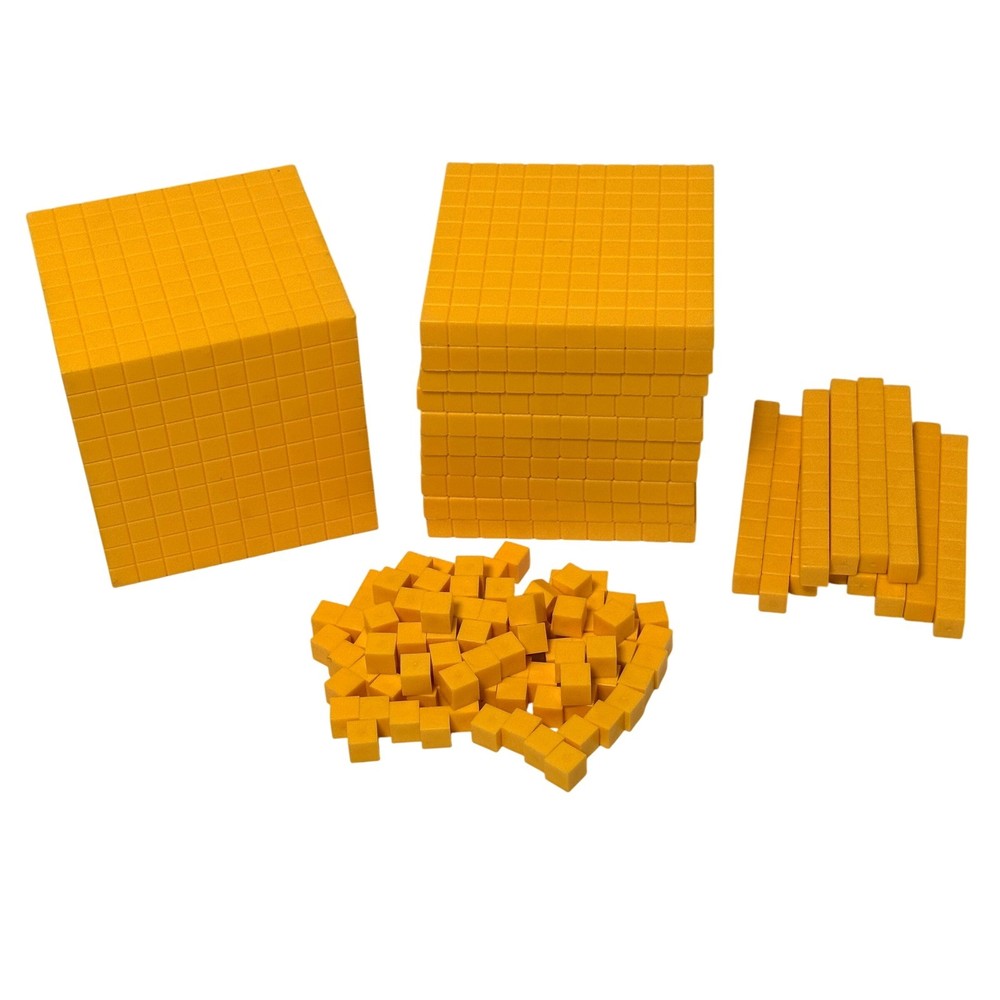 Base Ten Blocks Math Manipulatives Set Yellow Plastic Place Value Set