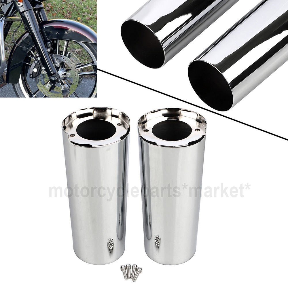 +2" Chrome Smooth Fork Slider Covers Boots For Harley Electra Tri Glide FLHTCUTG