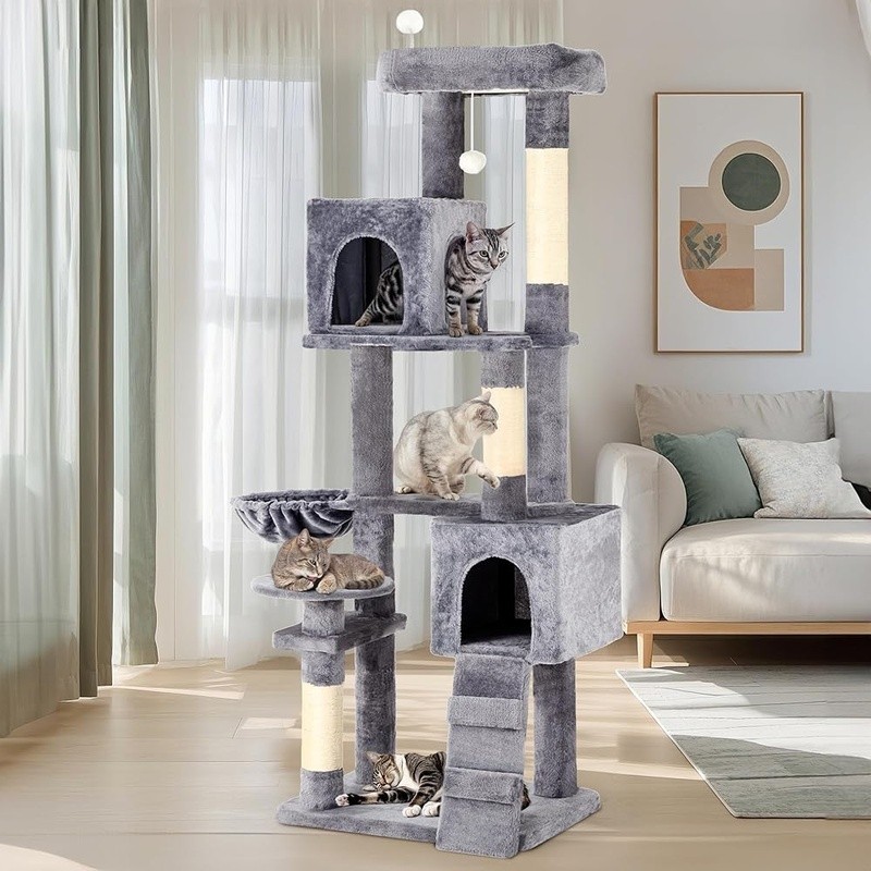 Multi Cat Tree W/ Scratching Posts Hideouts Interactive Play Station Indoor Cats