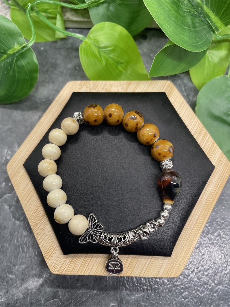 Handmade Ceramic Bead Beaded Stackable 6.25” Plus Stretch Bracelet New B227