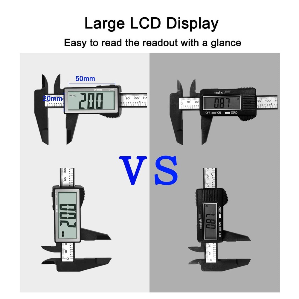 Caliper Measuring Tool, Digital Caliper Outside Micrometer Large Screen,6Inch