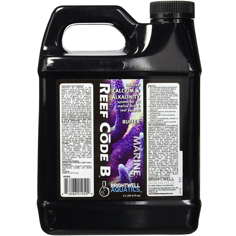 Brightwell Aquatics Reef Code B 2 Liters Alkalinity Buffer Live Coral Supplement