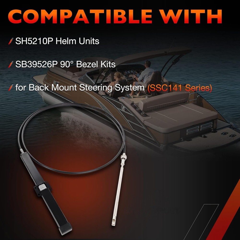 16 FT Back Mount Steering Cable Kit For Seastar Teleflex Rack Steering SS14116