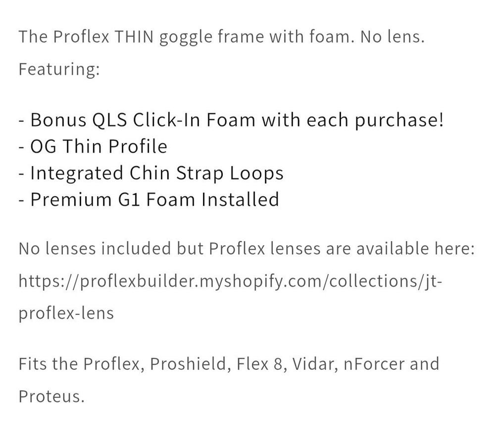 JT Proflex Thin Frames Stormfront Grey Committed Paintball ready to ship