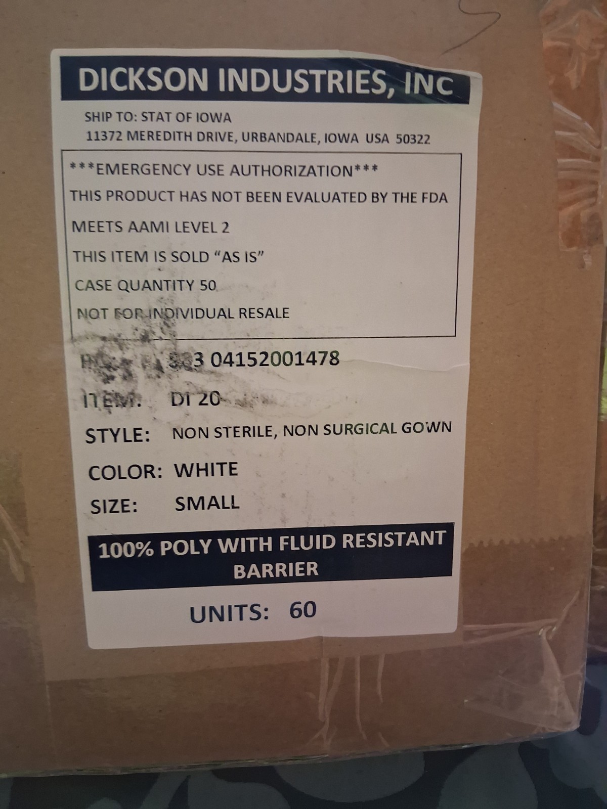 Dickson Industries non surgical gown.