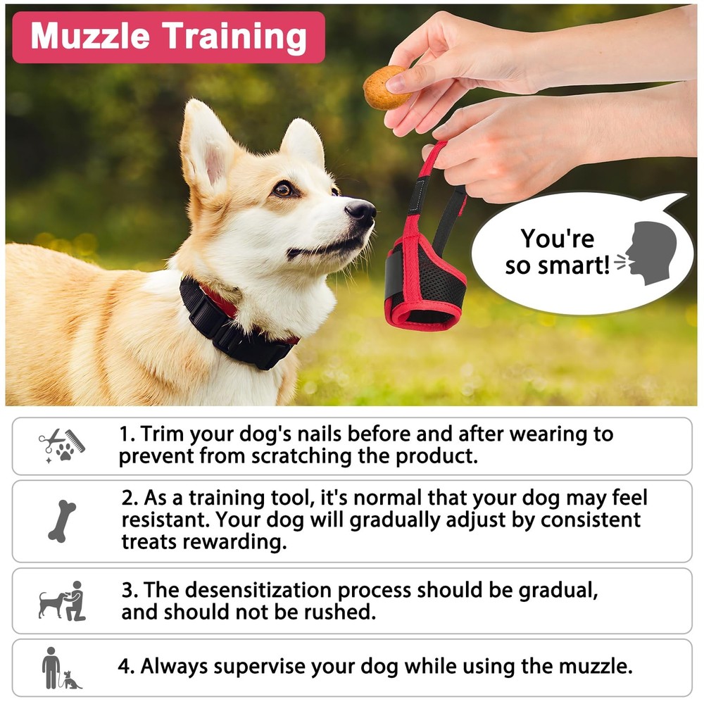 Dog Muzzle Anti Biting Barking and Chewing with Comfortable Mesh Soft Fabric ...