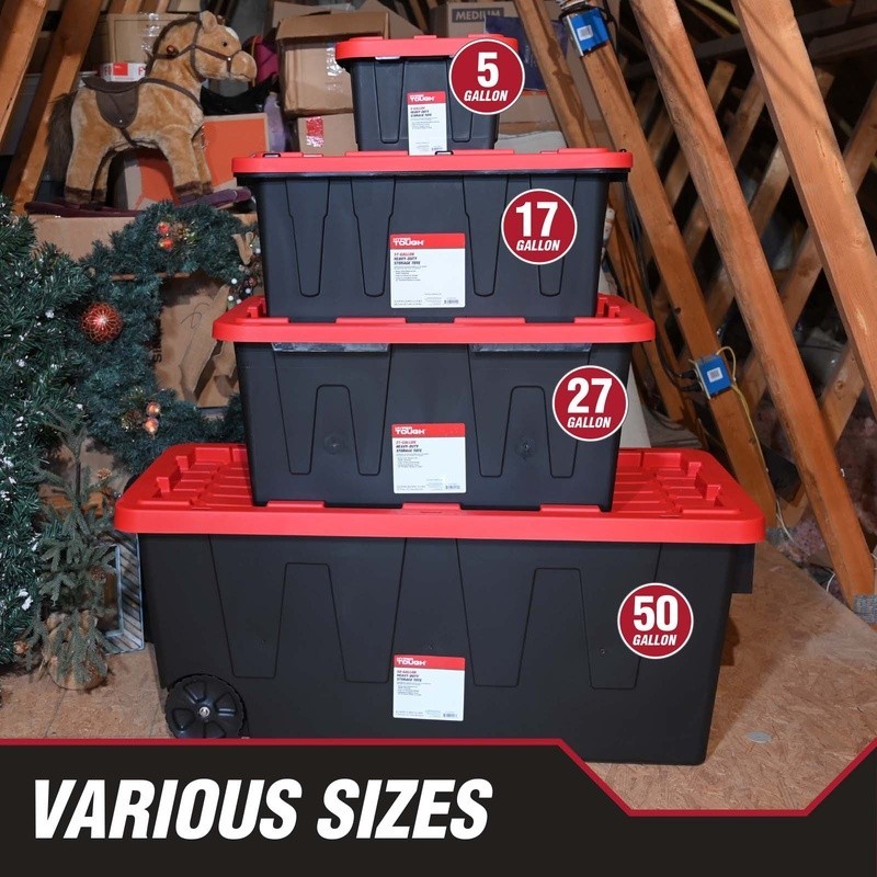 Durable Stackable Storage Tote Box W/ Snap Lid Organizing Household Items New