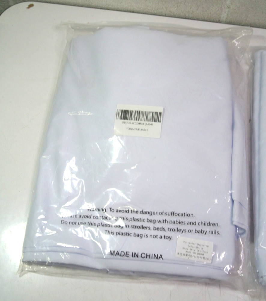 2 White Polyester Backdrop Curtains 2 Panels 5ft x10ft Per Pack 4 TOTAL PANELS