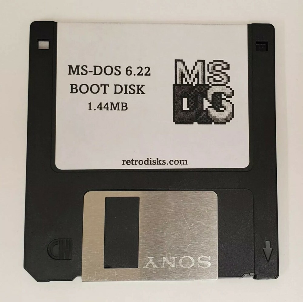 MS-DOS 6.22 Boot Disk - 1.44MB 3.5" - IBM PC Floppy Diskette Microsoft DOS