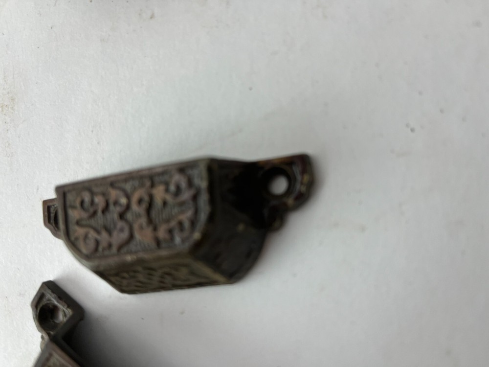 2 Victorian Eastlake Drawer Pulls Bin Pull Cabinet bail Handle Cast Metal