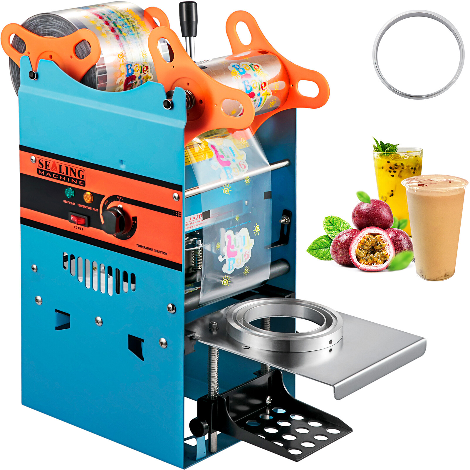 VEVOR Manual Bubble Tea Cup Sealer Machine 300-500 Cup/h Sealing Machine Blue