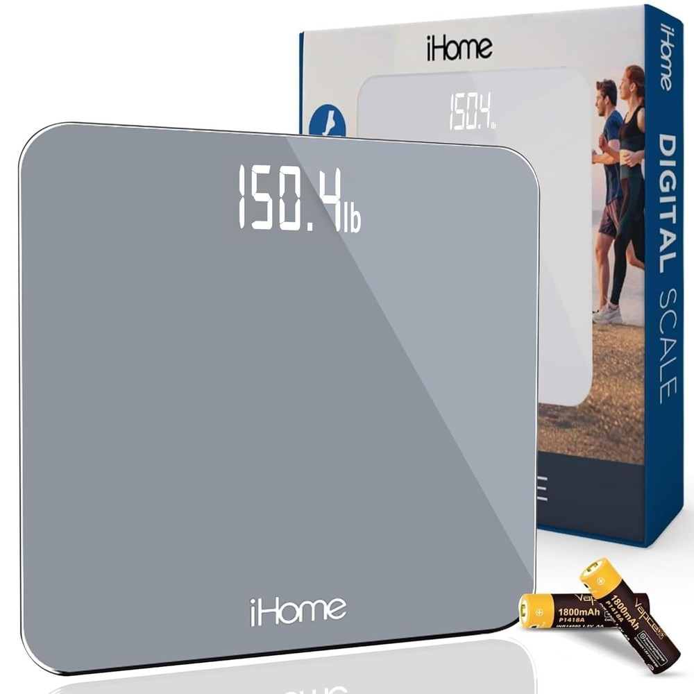 High-Precision Grey Digital Scale with LED Display, Maximum 396 lbs Capacity