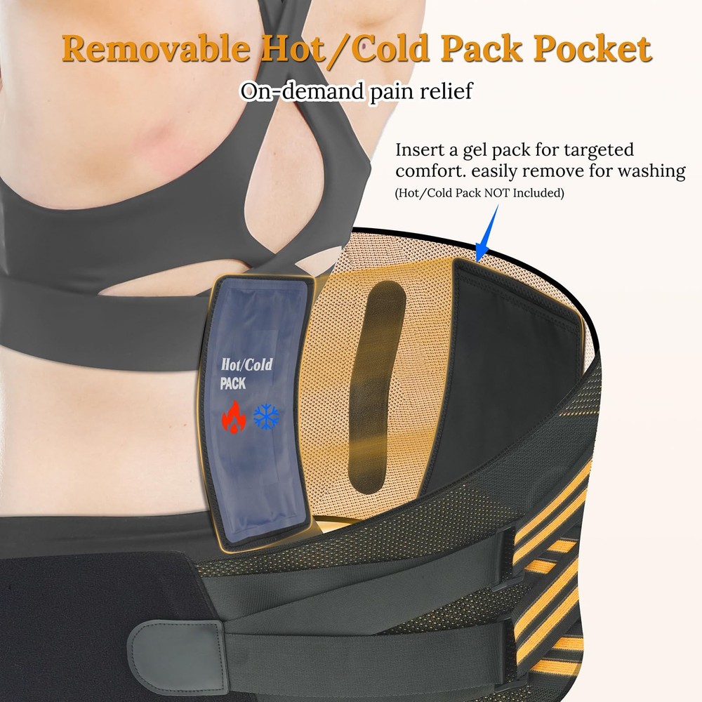 JIUFENTIAN Copper Back Brace Lower Back Pain Support Herniated Disc Sciatica Rec