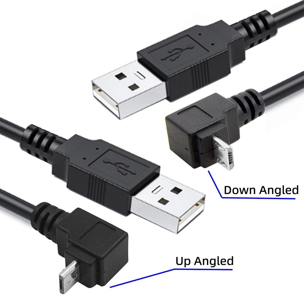 UP & Down Angled 90 Degree Micro USB 2.0 Type 5Pin to USB 2.0 Type-A Data Charge