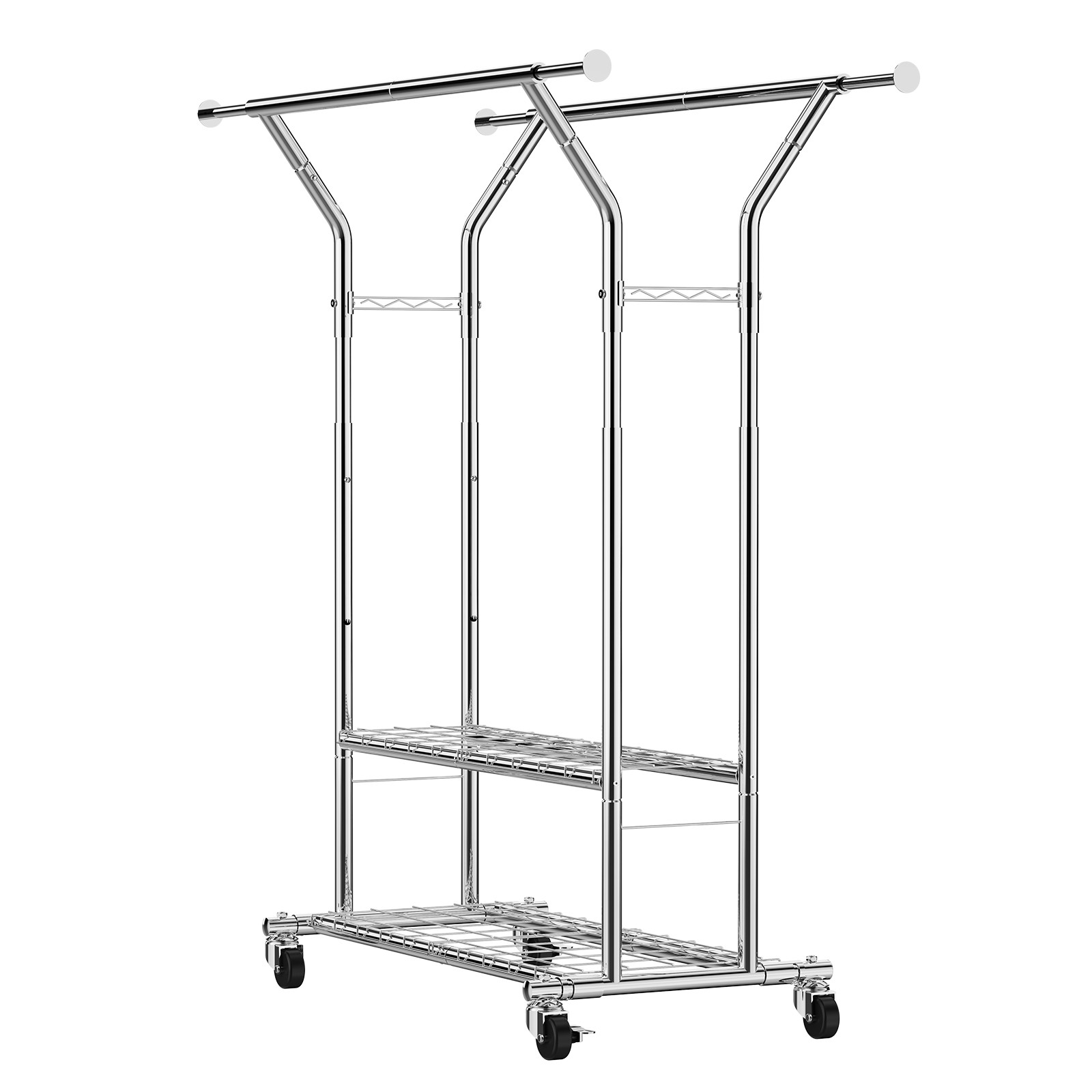 Uimoso Rolling Clothes Rack Garment Rack with Wheels & Storage Adjustable Height