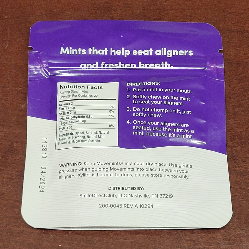 🔥🔥 ( 3 Packs - 20 Count Each ) MOVEMINTS Patented Clear Aligner Seating Mints!