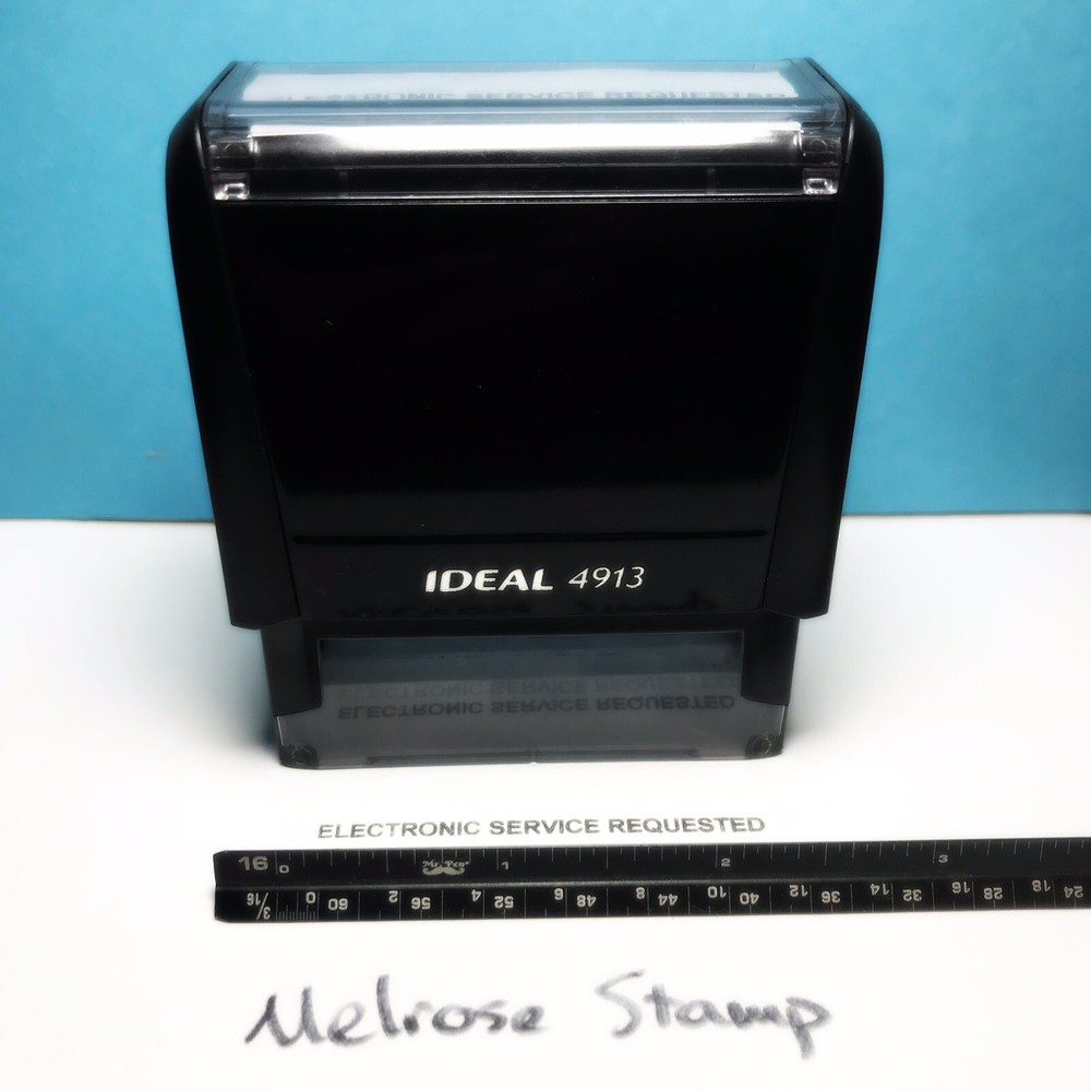 Electronic Service Requested Self Inking Rubber Stamp Black Ink Ideal 4913