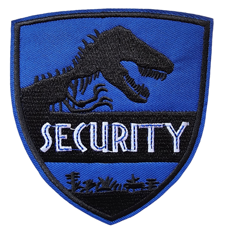 Iron On Patch featuring Jurassic Response Park Security T-Rex Boney Symbol