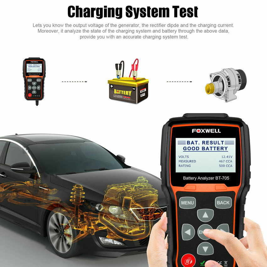 Foxwell BT705 Car Battery Load Tester & Charging System Analyzer 100-2000 CCA