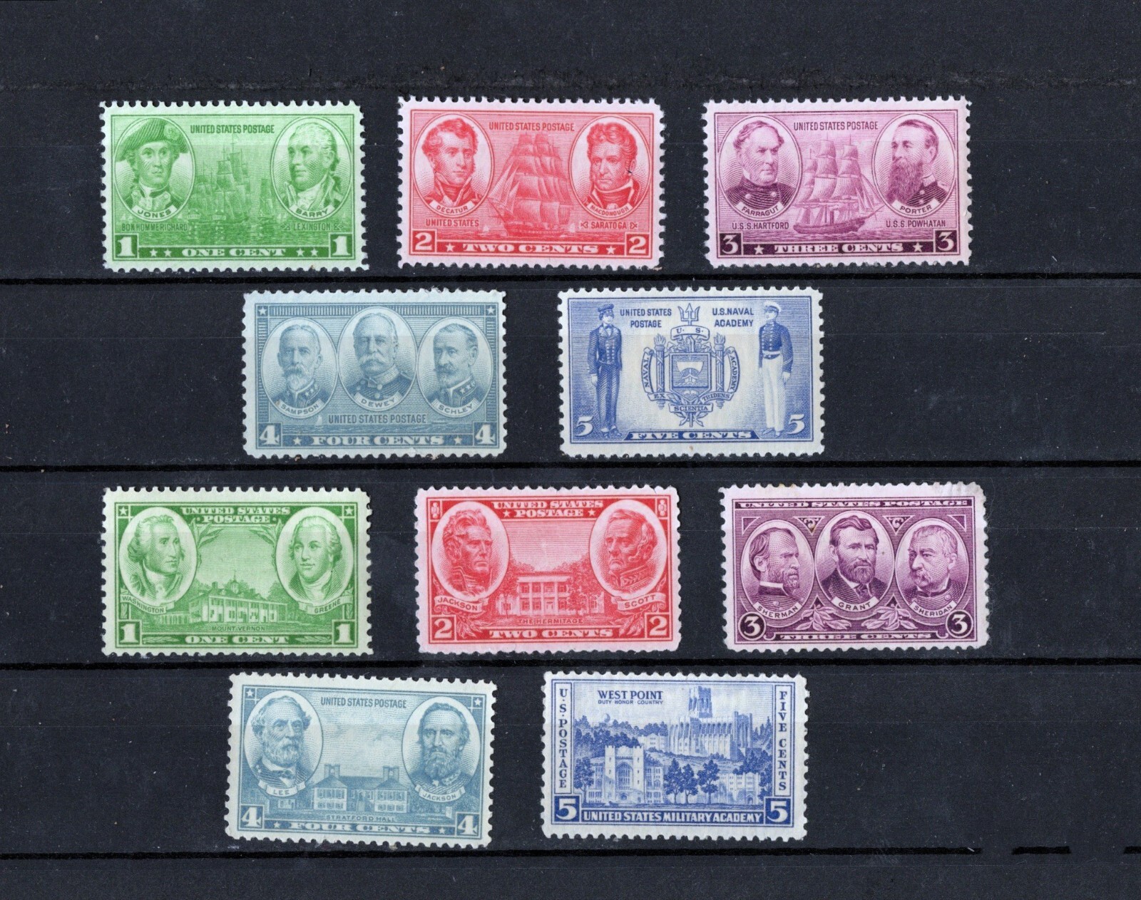 1936 Army-Navy Full Set SC #785-794 MNH – 10 Mint U.S. Commemoratives