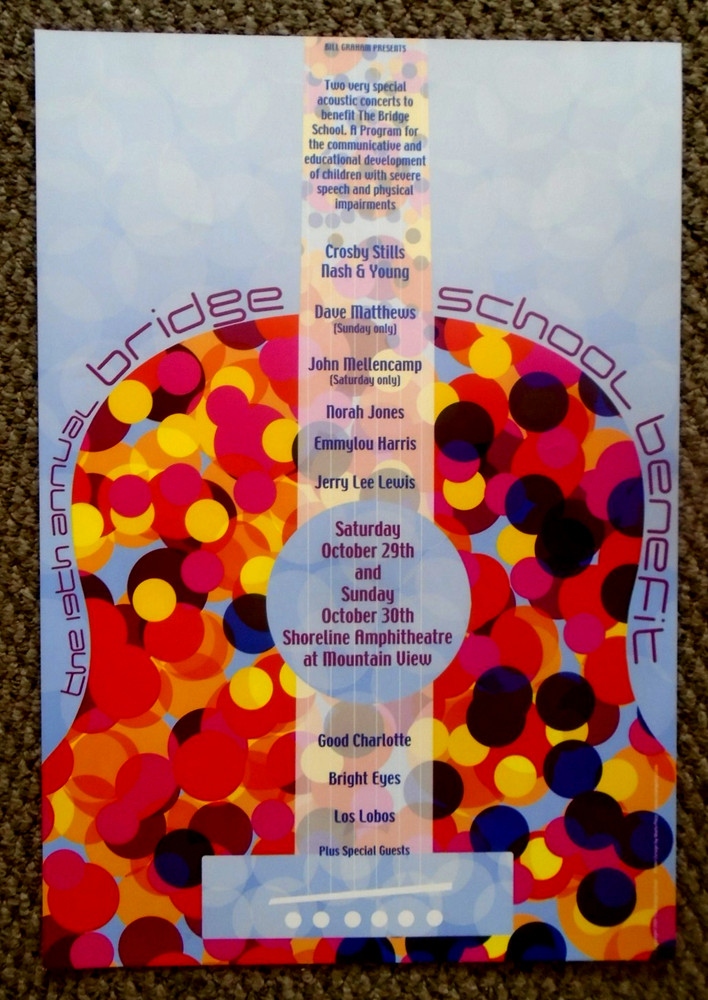 TWO-ORIGINAL BRIDGE CONCERT POSTERS-NEIL YOUNG-2001 & 2005 SHOWS-CSNY-PEARL JAM+