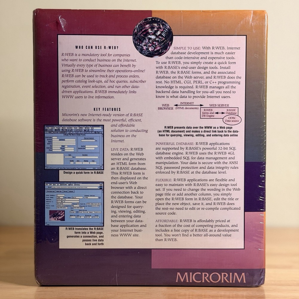 NEW 1995 Microrim R:WEB Internet Database Solution Includes R:BASE 5.5 ⚠️SEALED