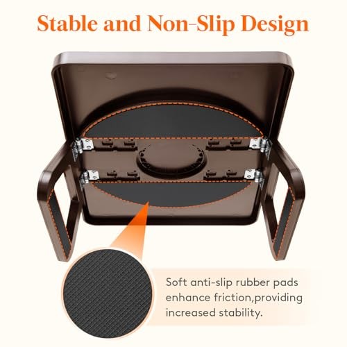 Plastic Rotating Couch Armrest Table, Adjustable Sofa Arm Clip Holder Brown