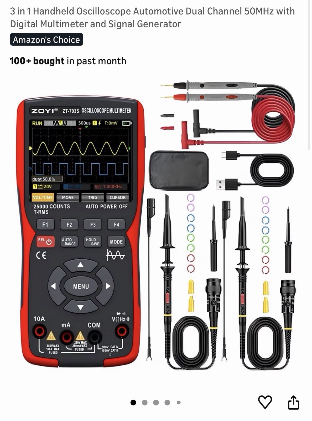 50MHz 3-in-1 Digital Multimeter & Oscilloscope, High-Precision Voltag...