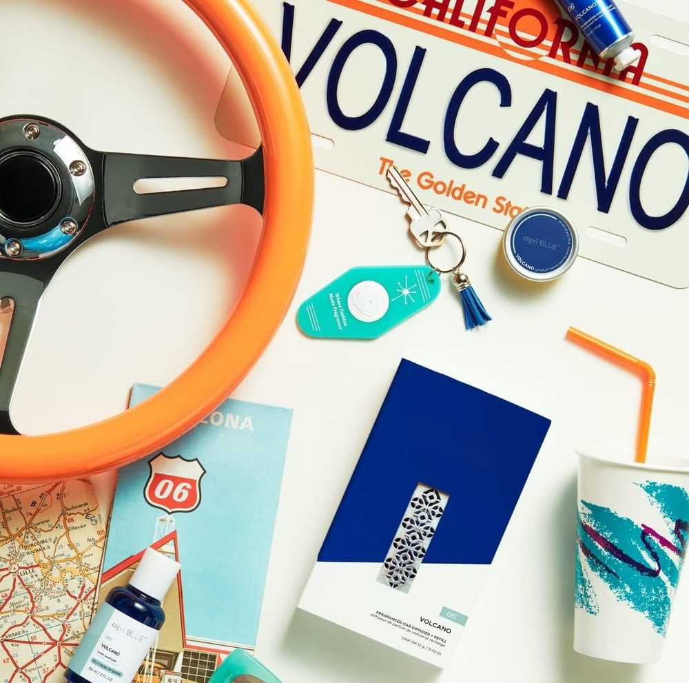 Volcano Scented Car Diffuser (with Refill) Includes Tropical Fruit Scent Refill