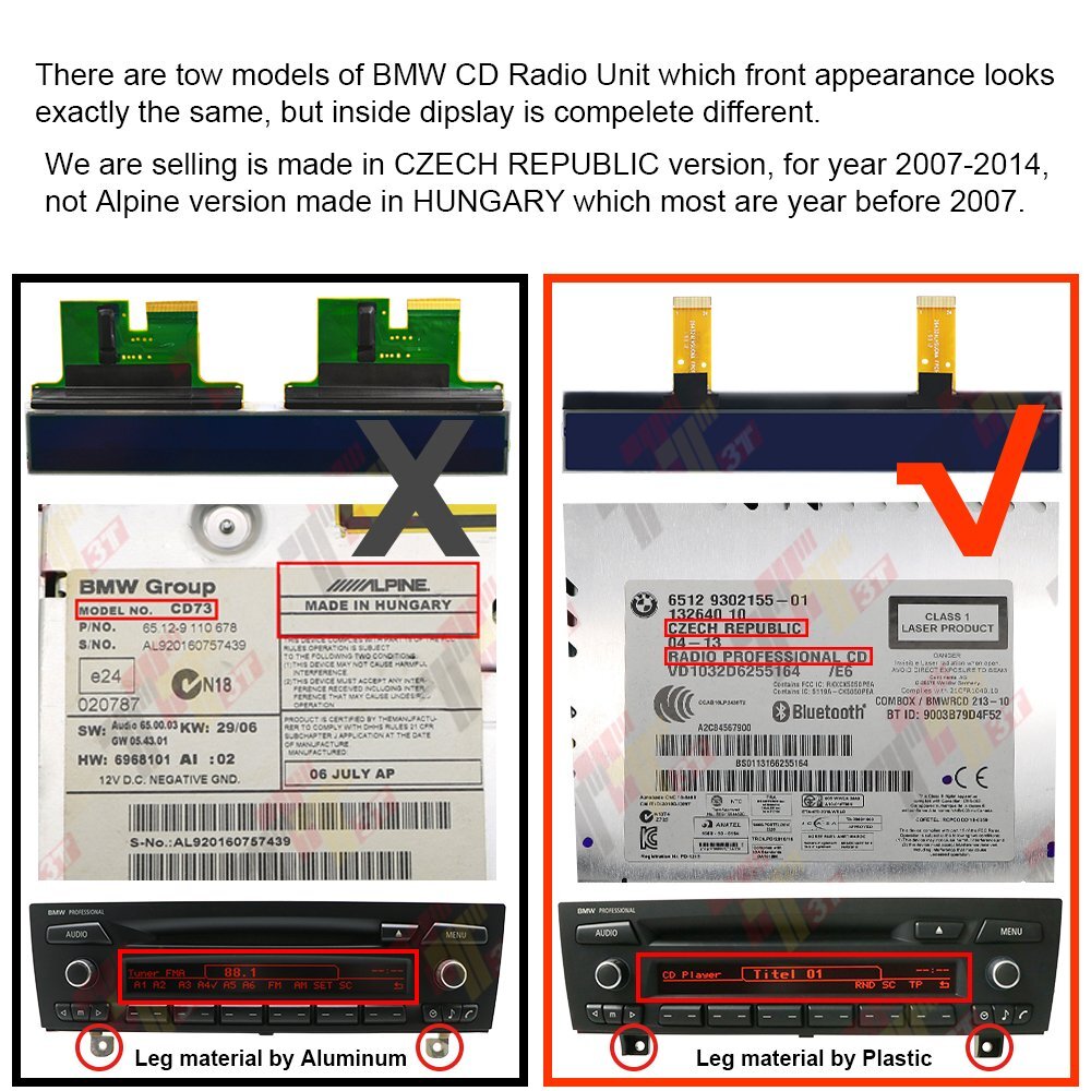 Display for BMW E90 E91 E92, Mini Cooper Professional CD Radio Unit 07-14